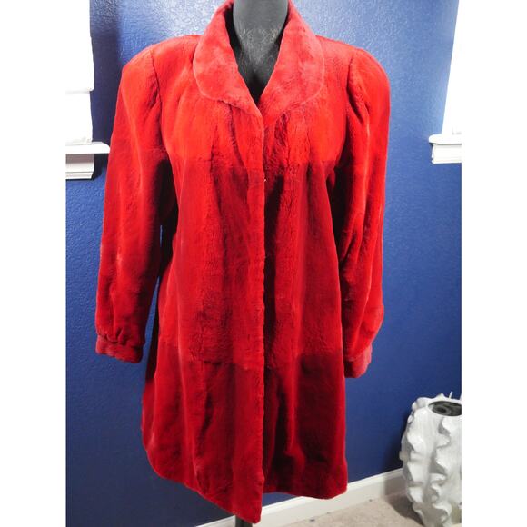 2 die 4 Stunning Cherry Red Sheared Female Mink Fur swing stroller Coat Jacket - Picture 1 of 5
